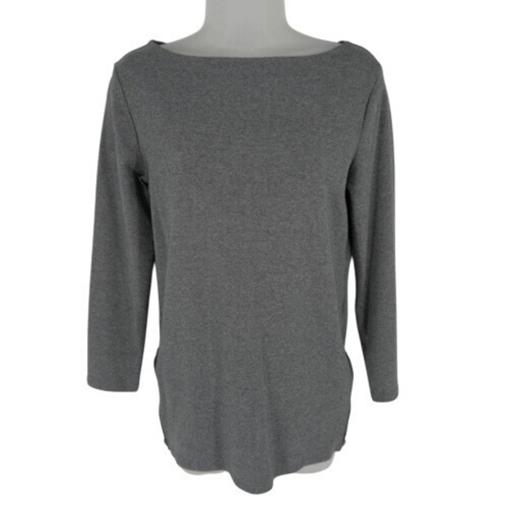 GAP Gray Boatneck 3/4 Sleeve Top Side Zippers M